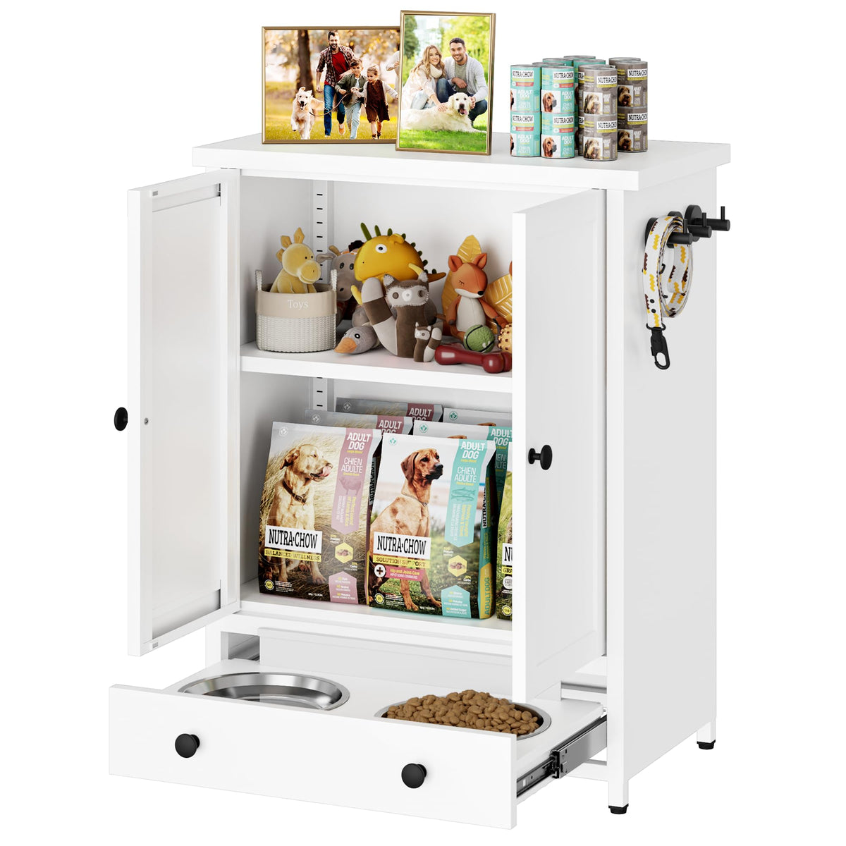 Fmlud Elevated Metal Dog Feeding Station | Bowls & Storage