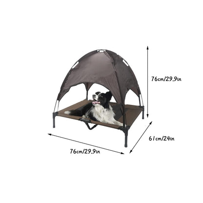 Elevated Outdoor Dog Camping Bed with Roof | Portable Cot
