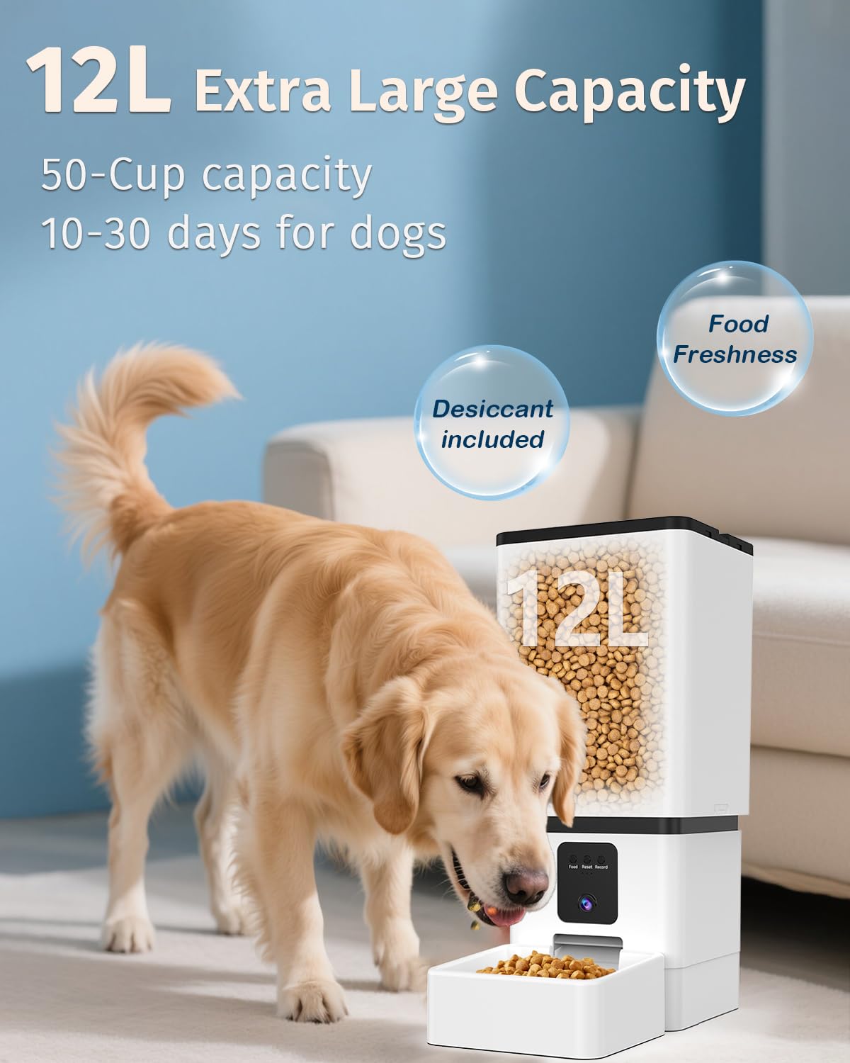 Yakry 12L Auto Dog Feeder with 1080P HD Camera | WiFi Enabled