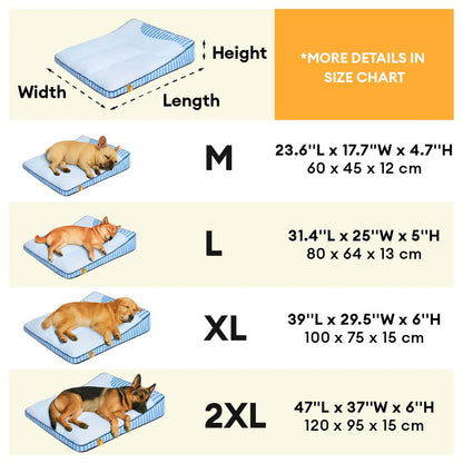 FUNNY FUZZY Cooling Orthopedic Dog Bed XL | Washable | Blue