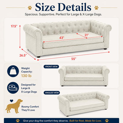 GreatCho Large Dog Sofa 55"x26.5" | Oversized Pet Couch | Beige