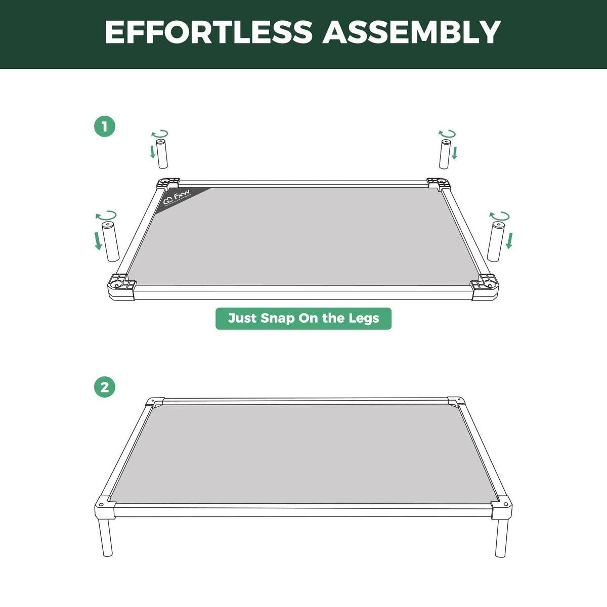 FXW TitanNest Chew-Proof Elevated Dog Bed XL 56x31" | Black