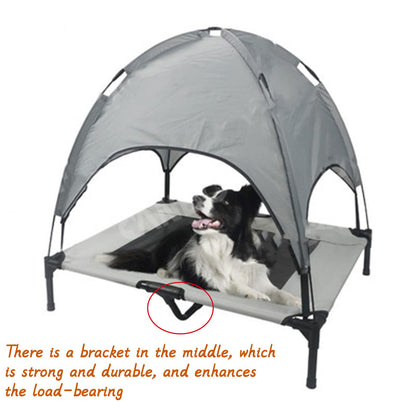Elevated Outdoor Dog Camping Bed with Roof | Portable Cot
