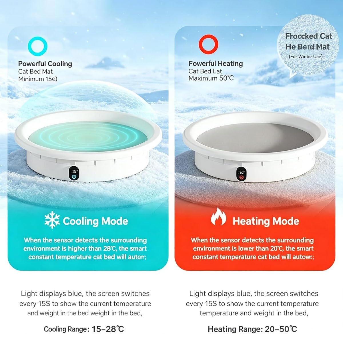 Pressure-Activated Heating & Cooling Pet Bed Mat – Auto Temp