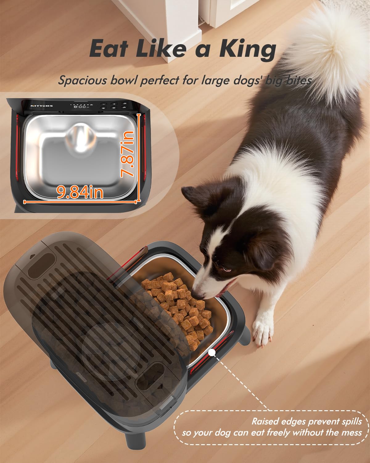 Nityers 15L Auto Dog Feeder for Large Breeds | Anti-Clog