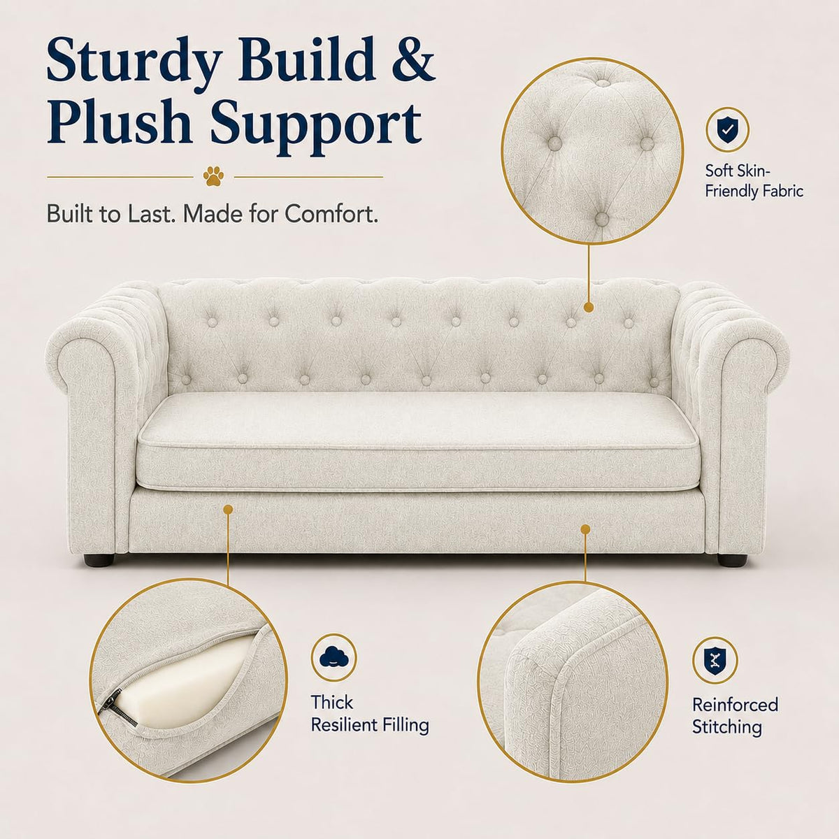 GreatCho Large Dog Sofa 55"x26.5" | Oversized Pet Couch | Beige