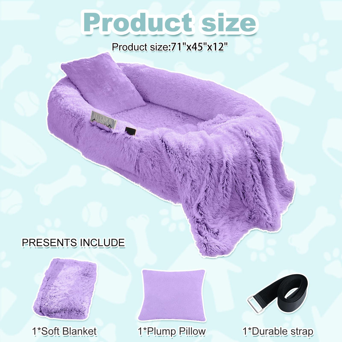 YAEM Human Dog Bed 71"x45" – Orthopedic Floor Lounger & Blanket