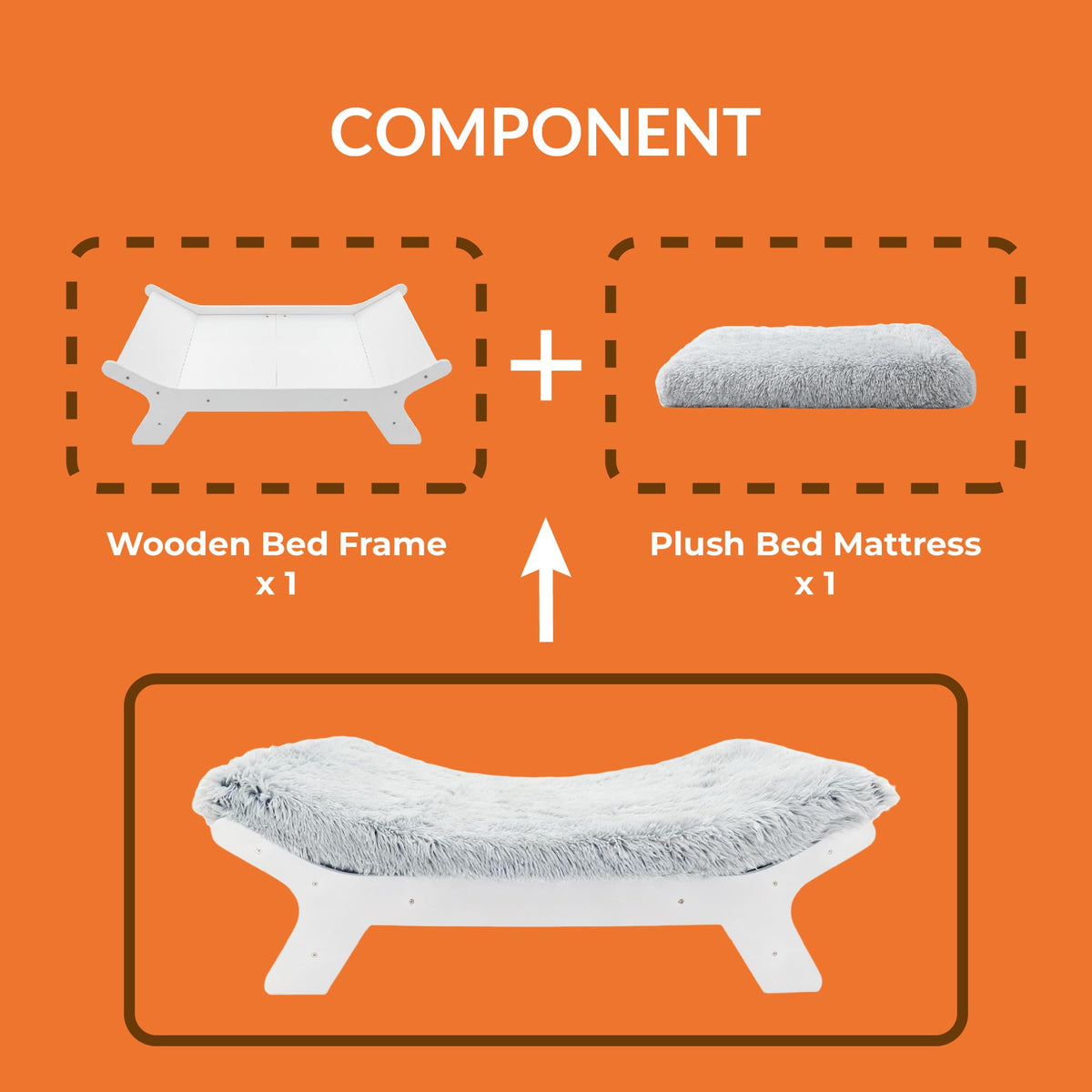 Muihood Elevated Wooden Dog Bed with Foam Mattress | XL