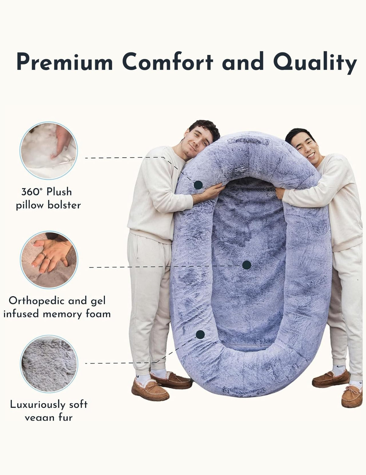 Plufl Original Human Dog Bed – Plush Memory Foam Lounger