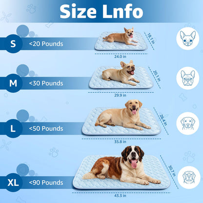 QOKO Extra Large Dog Cooling Mat 43"x31" – Ice Silk, Waterproof