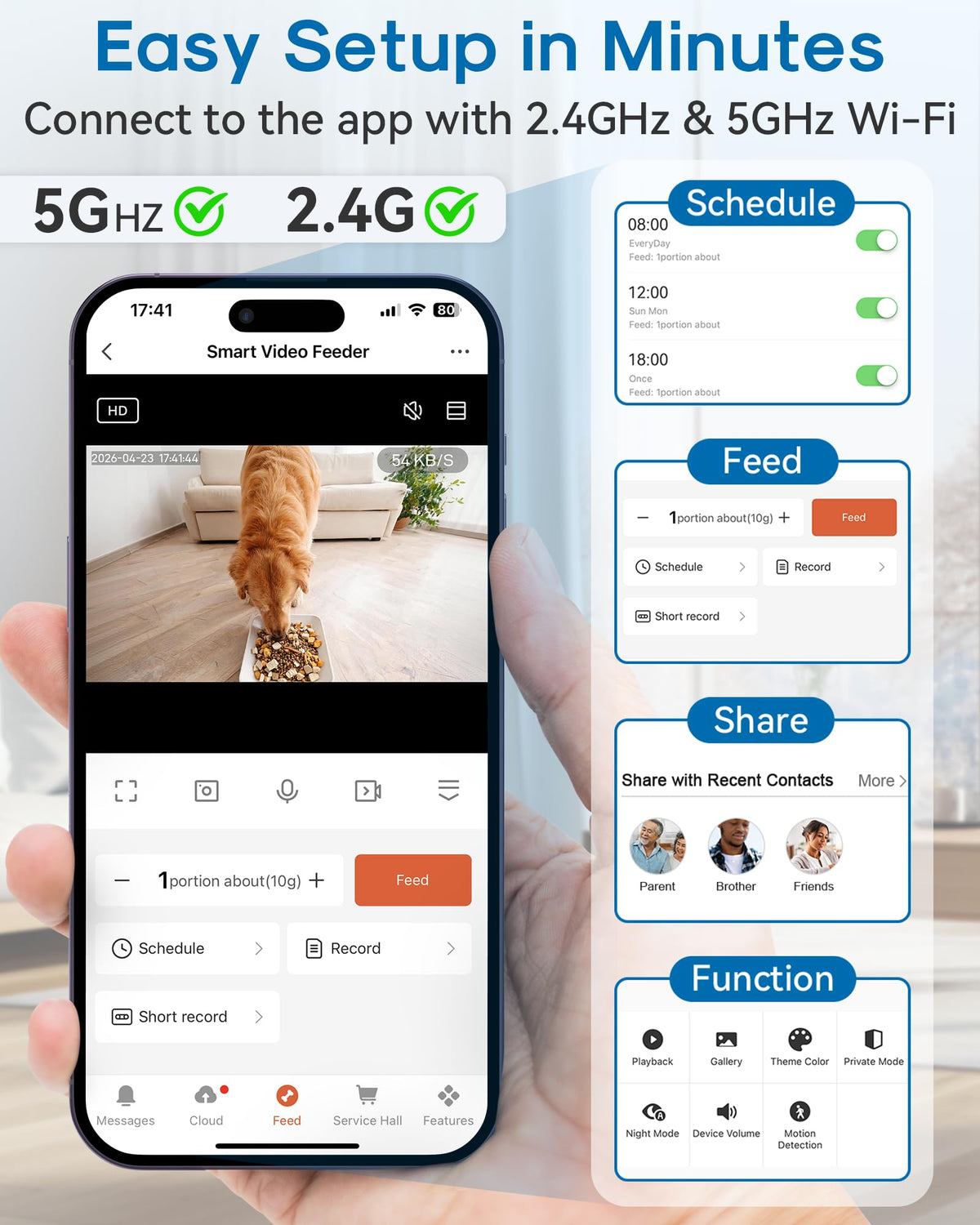 Gwozn 15L Automatic Dog Feeder | 5GHz WiFi, HD Camera & Timer