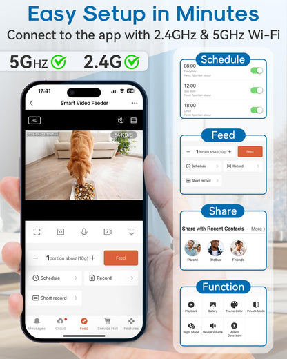 Gwozn 15L Automatic Dog Feeder | 5GHz WiFi, HD Camera & Timer