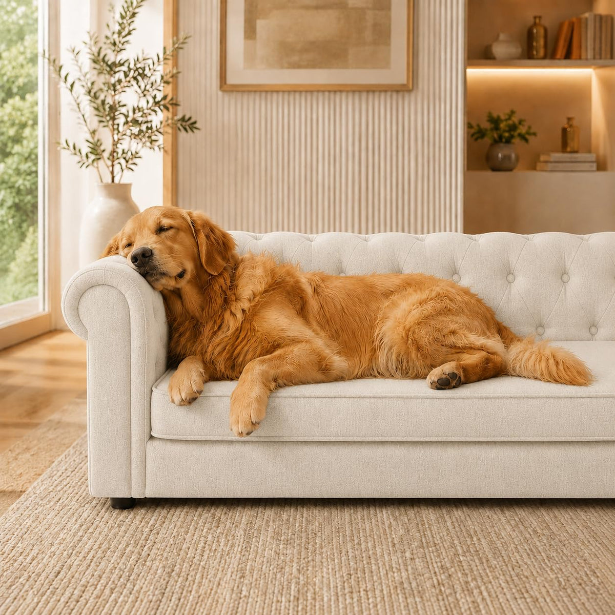 GreatCho Large Dog Sofa 55"x26.5" | Oversized Pet Couch | Beige