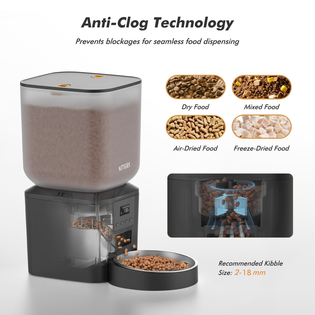 Nityers 8L Automatic Dog & Cat Feeder | LCD, 6 Meals/Day