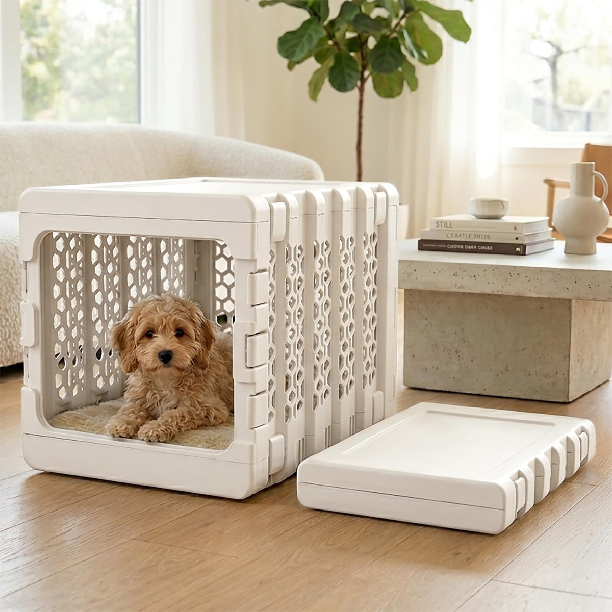 KindTail PAWD Collapsible Dog Crate | Medium | 15–25 lbs | White