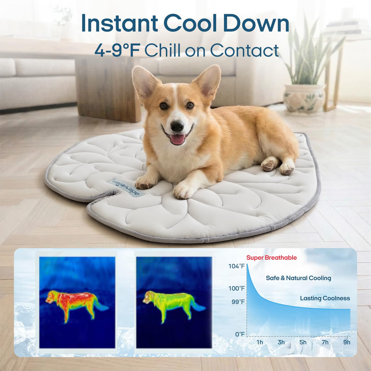Vagascape Large Dog Cooling Mat 47"x45" – Foldable & Washable