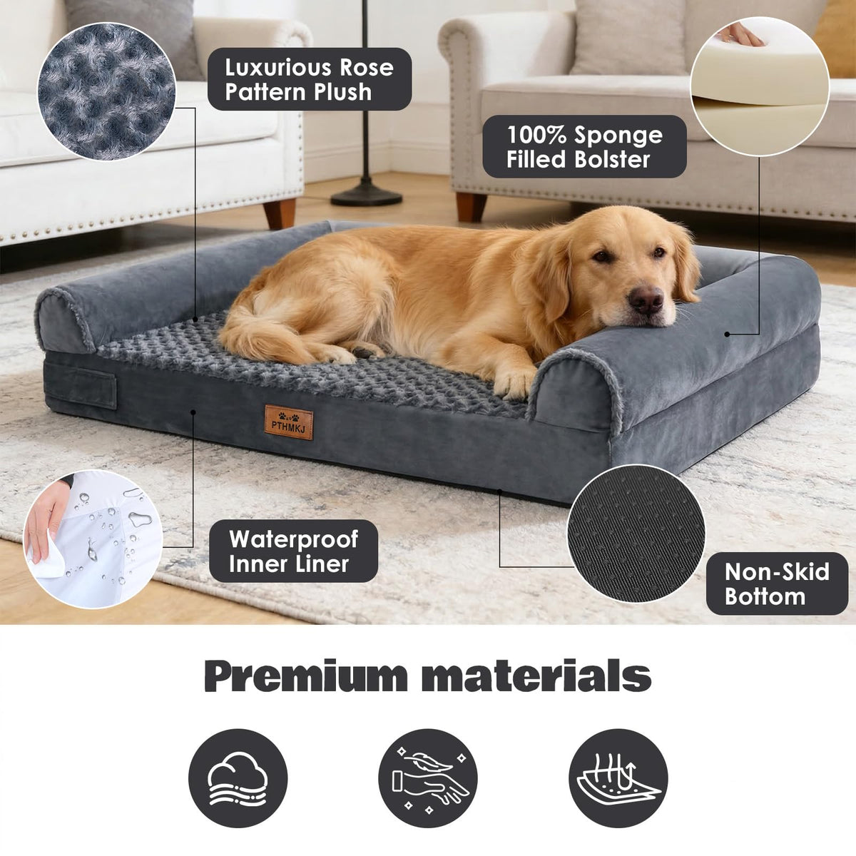 PTHMKJ XXL Orthopedic Dog Bed 2-Pack – Washable & Waterproof