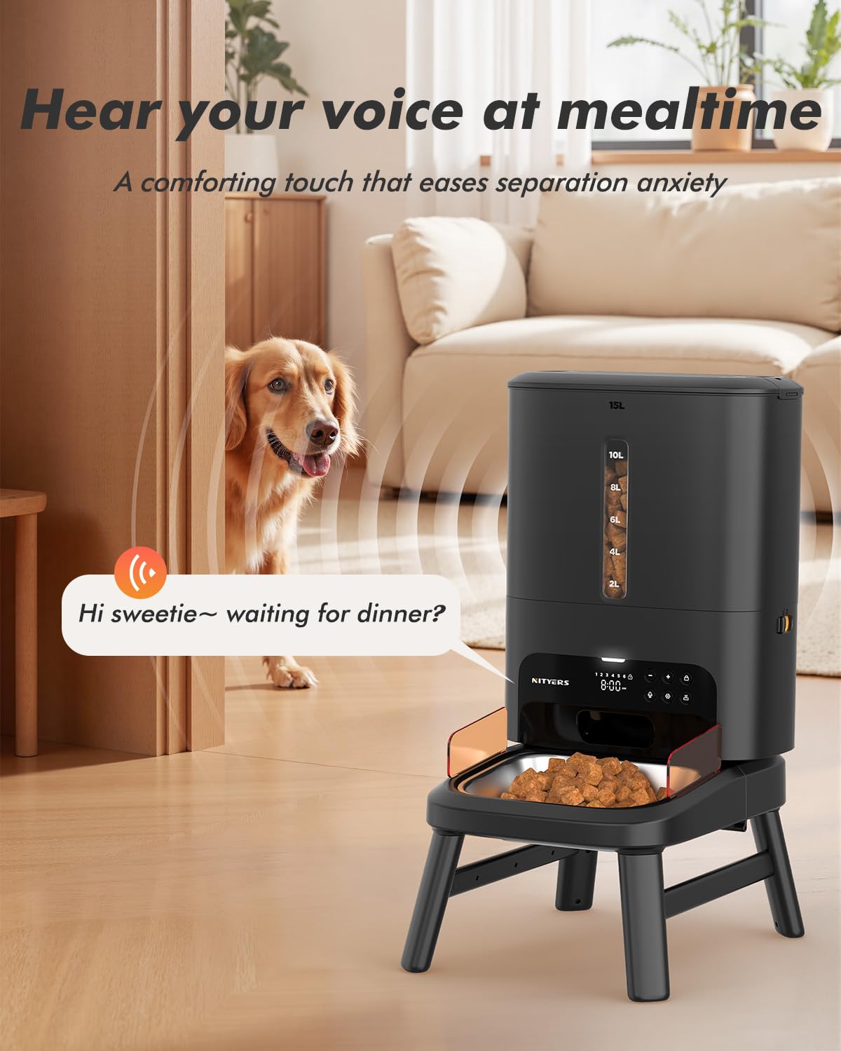 Nityers 15L Auto Dog Feeder for Large Breeds | Anti-Clog