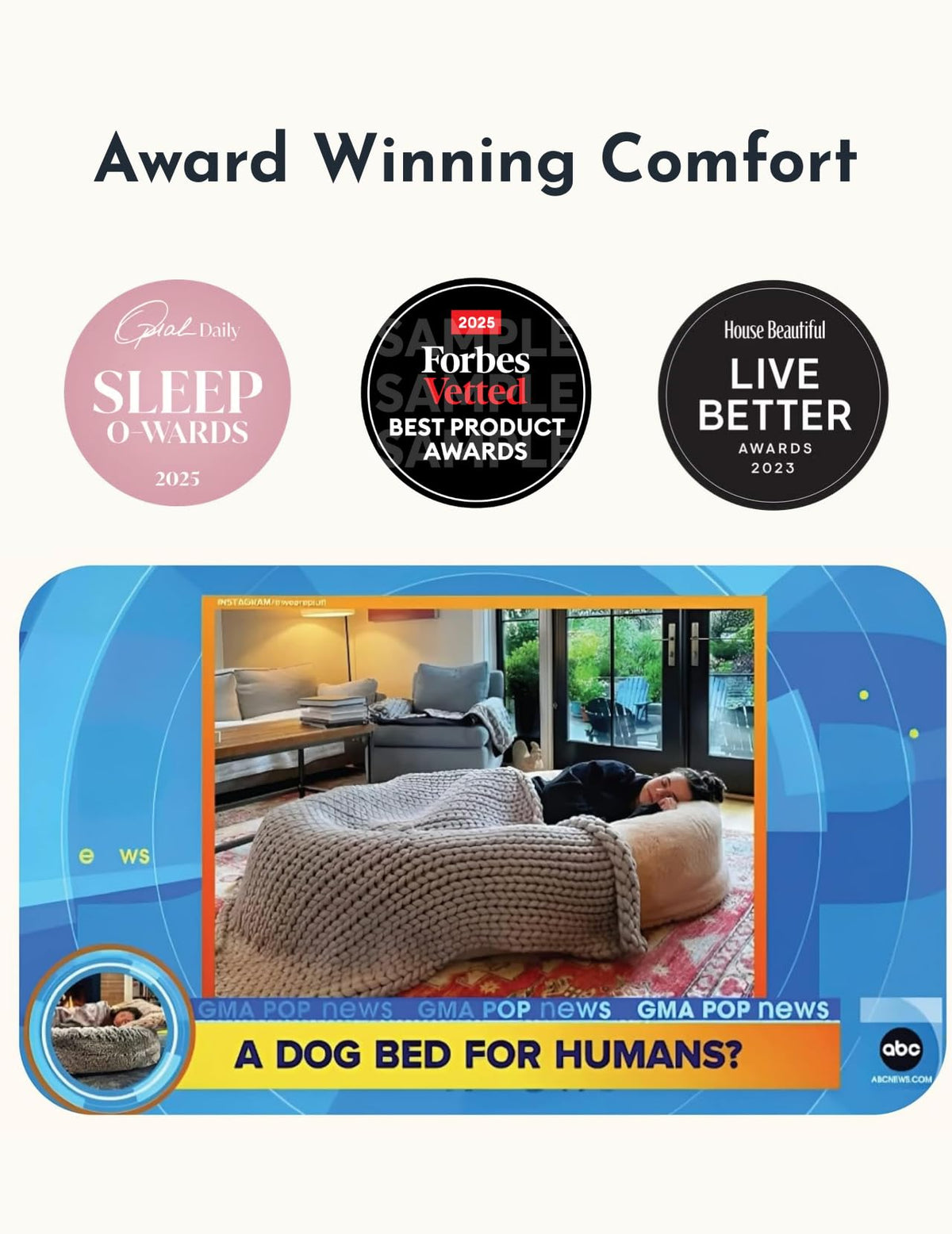 Plufl Original Human Dog Bed – Plush Memory Foam Lounger