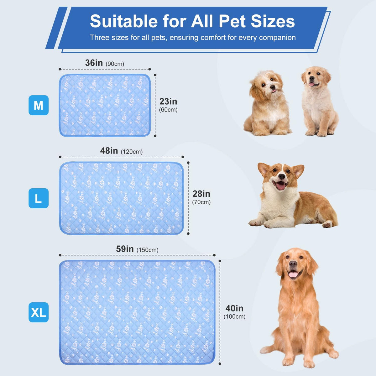 MH MYLUNE HOME Dog Cooling Mat 59x40" | Self-Cooling