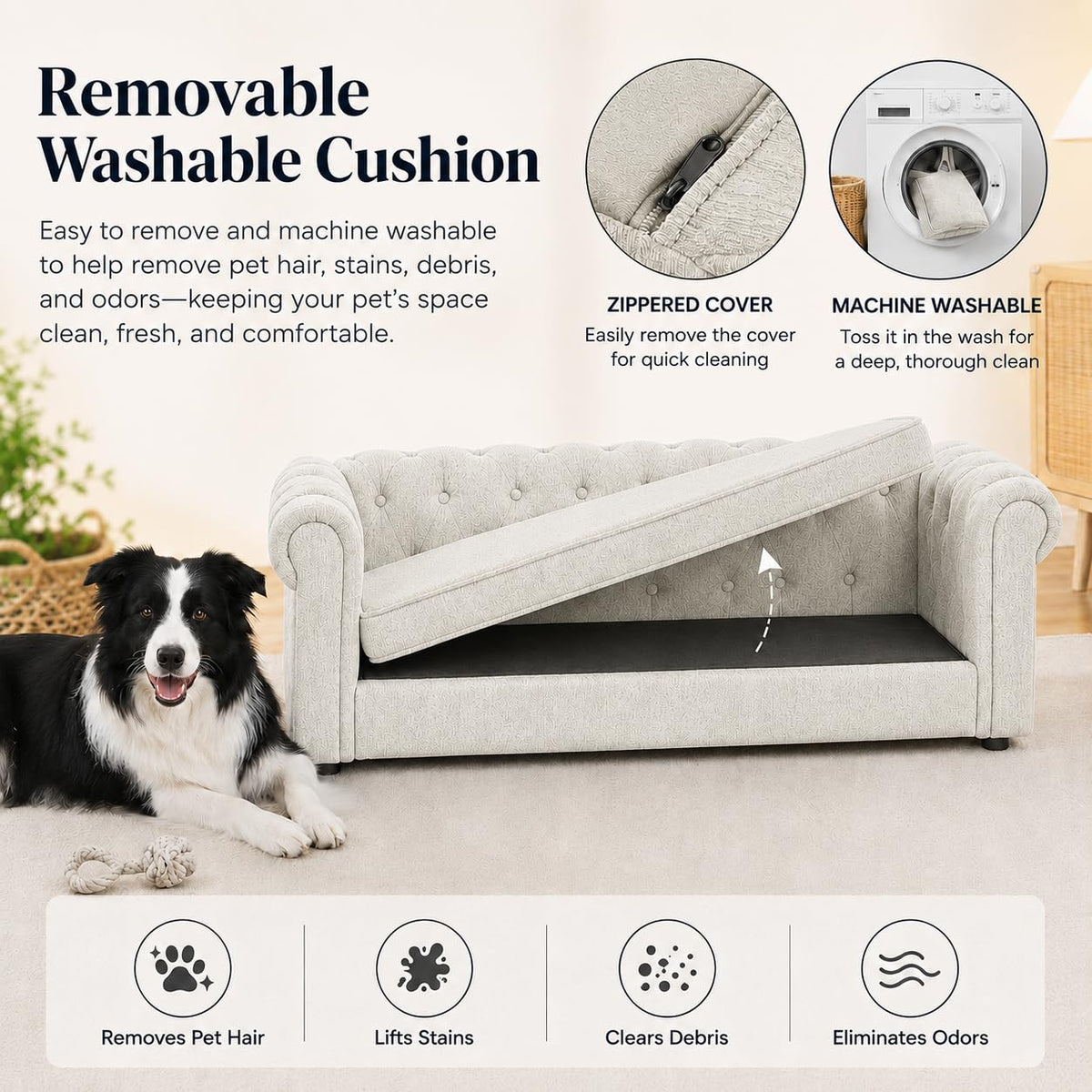 GreatCho Large Dog Sofa 55"x26.5" | Oversized Pet Couch | Beige