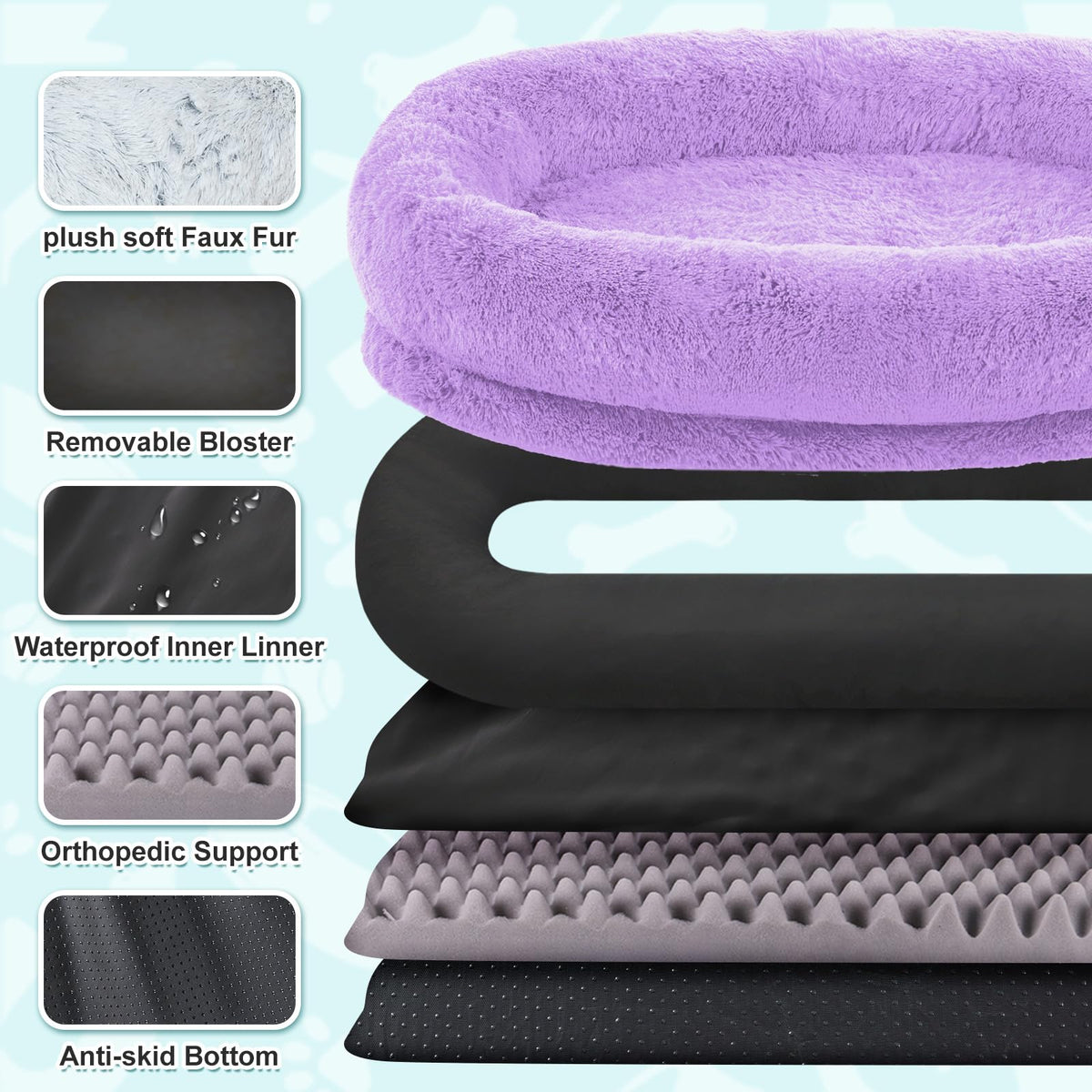 YAEM Human Dog Bed 71"x45" – Orthopedic Floor Lounger & Blanket