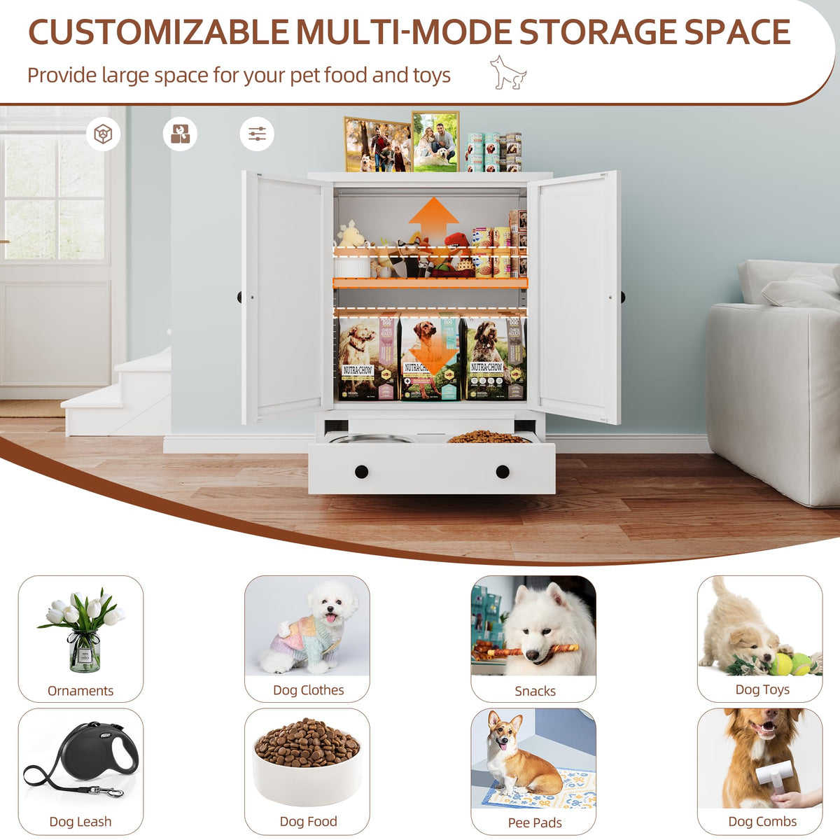 Fmlud Elevated Metal Dog Feeding Station | Bowls & Storage