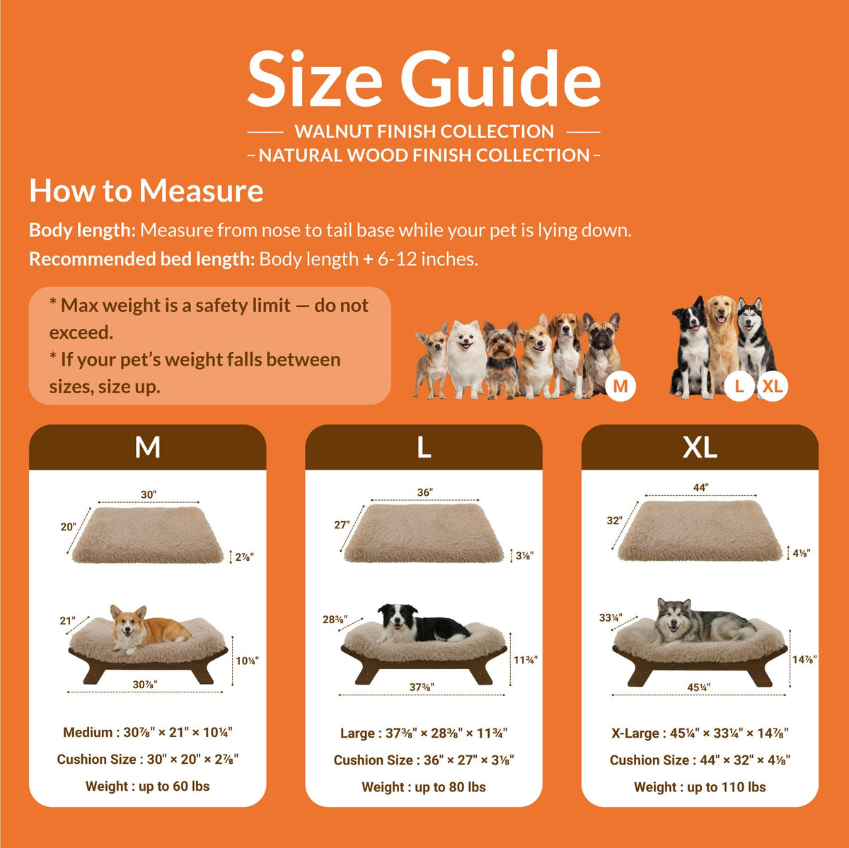 Muihood Elevated Wooden Dog Bed with Foam Mattress | XL