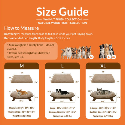 Muihood Elevated Wooden Dog Bed with Foam Mattress | XL