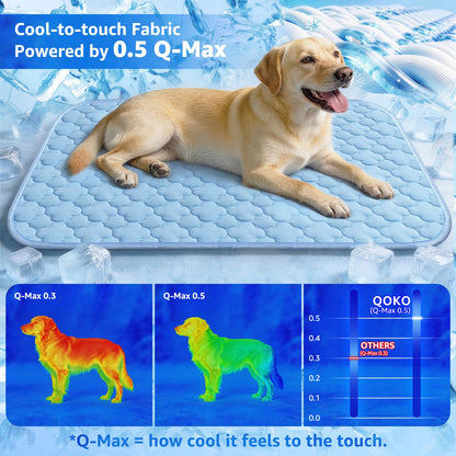 QOKO Extra Large Dog Cooling Mat 43"x31" – Ice Silk, Waterproof