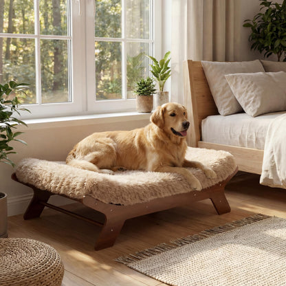 Muihood Elevated Wooden Dog Bed with Foam Mattress | XL