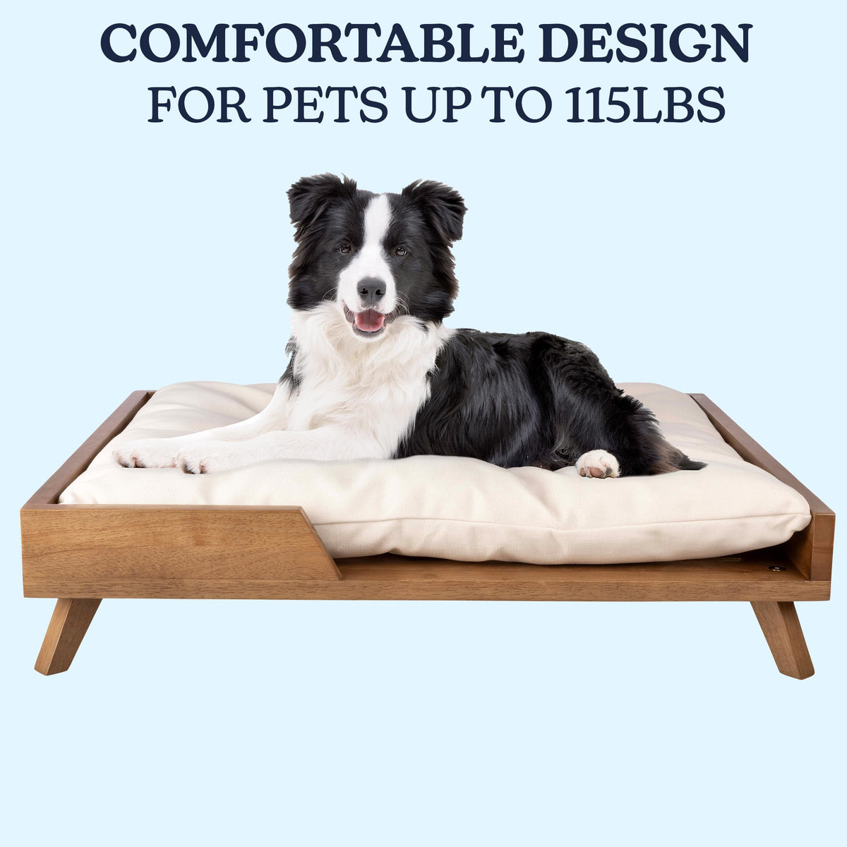 PETMAKER Elevated Dog Bed 36x29.5" | Mid-Century Wood Frame