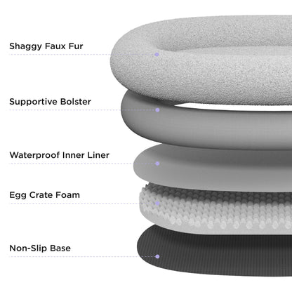 LE SURE Foldable Human Dog Bed 3-in-1 | Egg Foam | Faux Fur | Taupe