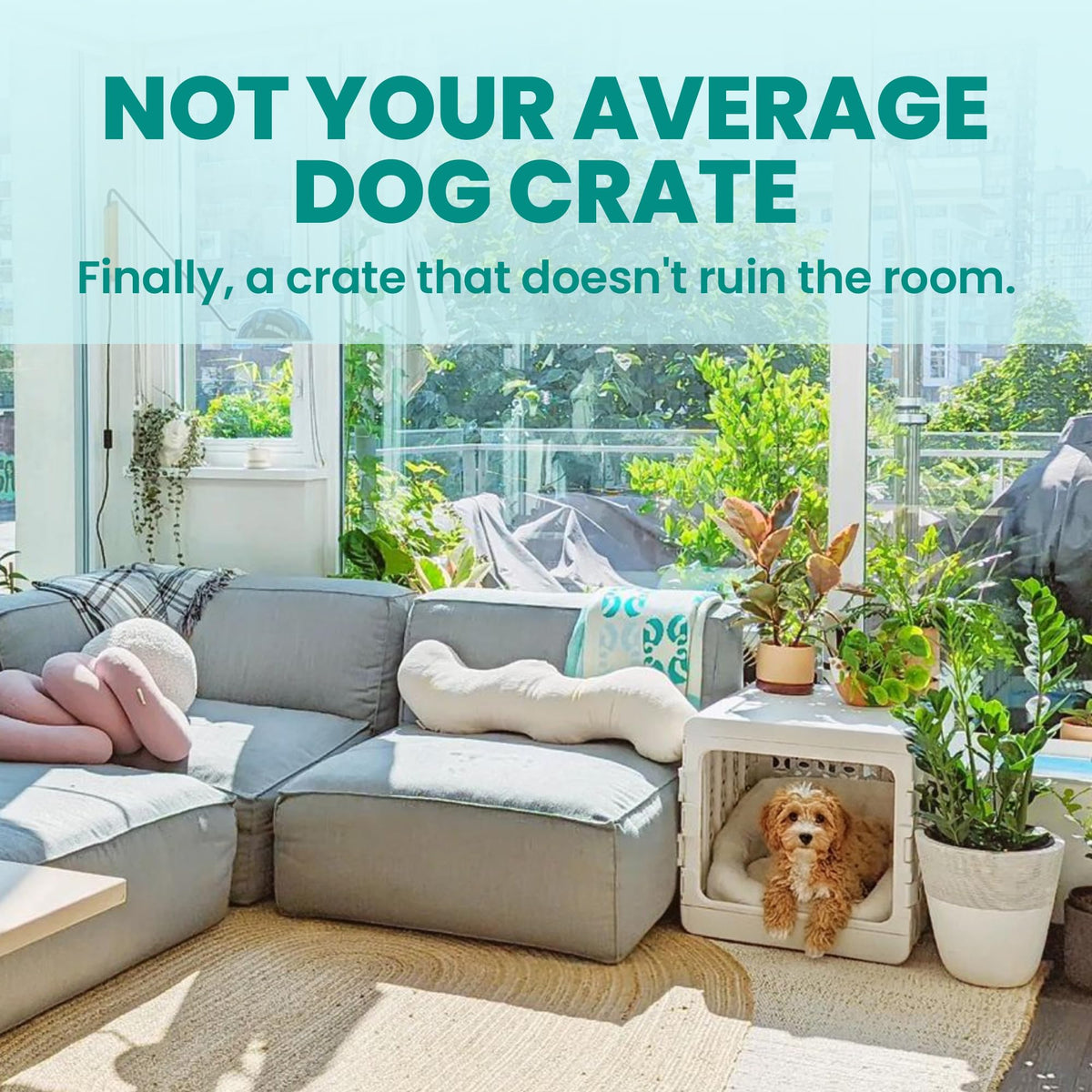 KindTail PAWD Collapsible Dog Crate | Medium | 15–25 lbs | White