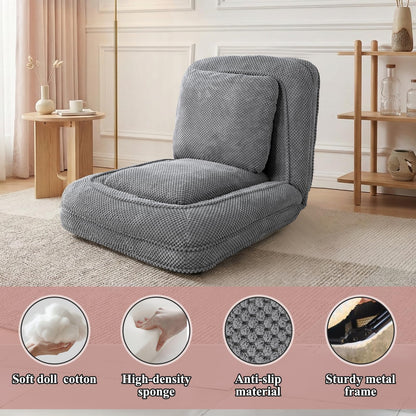 HKOLIE Foldable Human Dog Bed Floor Chair | 5 Positions | Gray