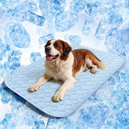 QOKO Extra Large Dog Cooling Mat 43"x31" – Ice Silk, Waterproof