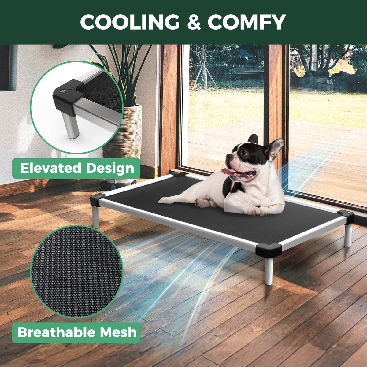 FXW TitanNest Chew-Proof Elevated Dog Bed XL 56x31" | Black