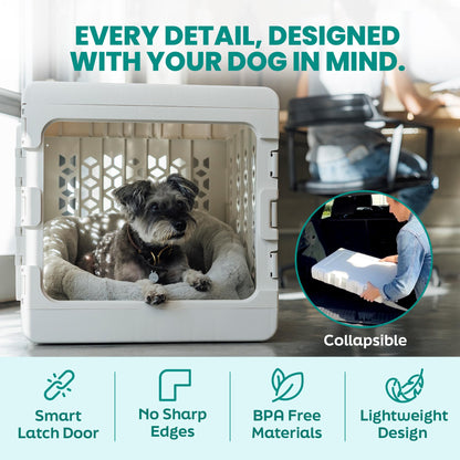 KindTail PAWD Collapsible Dog Crate | Medium | 15–25 lbs | White