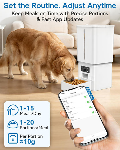 Gwozn 15L Automatic Dog Feeder | 5GHz WiFi, HD Camera & Timer