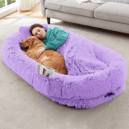 YAEM Human Dog Bed 71"x45" – Orthopedic Floor Lounger & Blanket