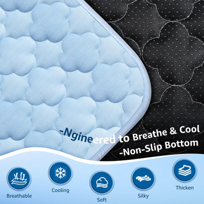 QOKO Extra Large Dog Cooling Mat 43"x31" – Ice Silk, Waterproof