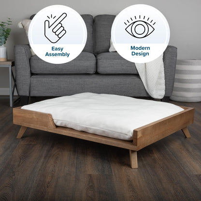 PETMAKER Elevated Dog Bed 36x29.5" | Mid-Century Wood Frame