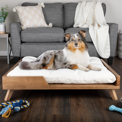 PETMAKER Elevated Dog Bed 36x29.5" | Mid-Century Wood Frame