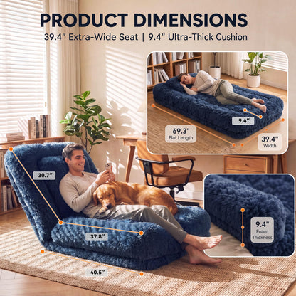 Flamaker Human Dog Bed Foldable | Orthopedic Foam | Dark Blue