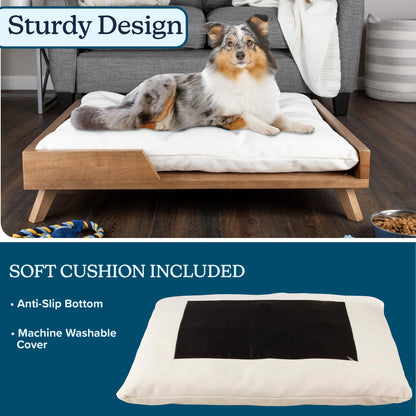 PETMAKER Elevated Dog Bed 36x29.5" | Mid-Century Wood Frame
