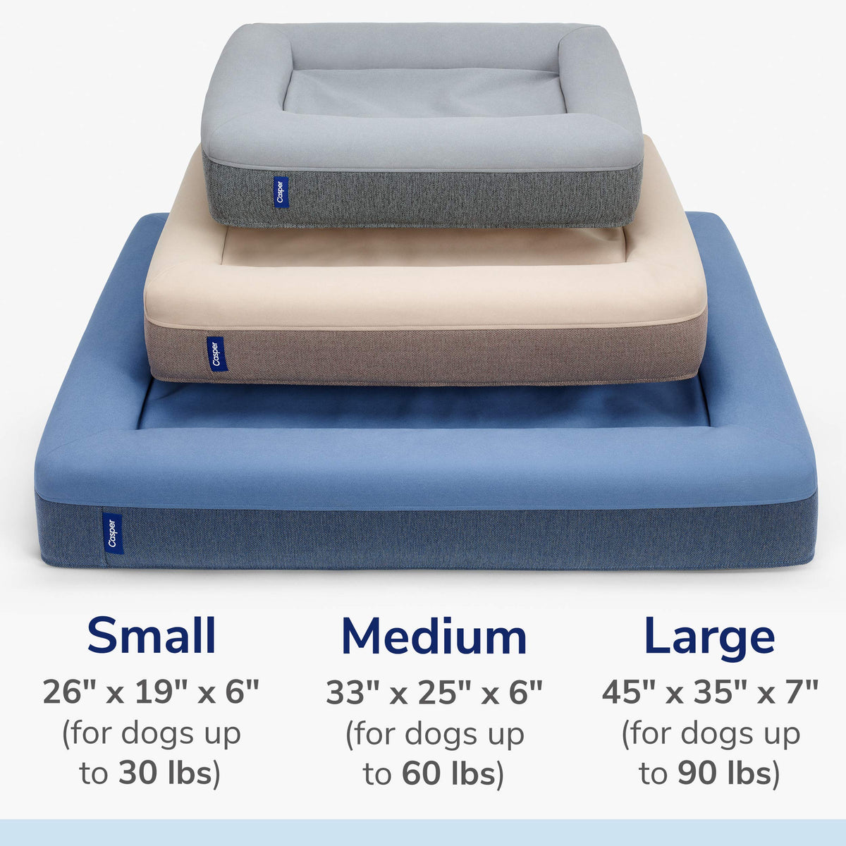 Casper Dog Bed | Plush Memory Foam | Large | Gray